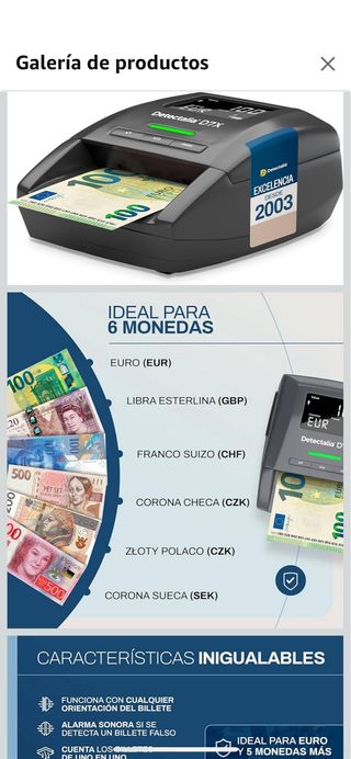 Detector de billetes falsos Detectalia D7X