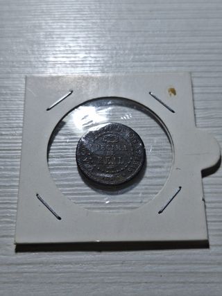 Decima de Real 1853 Isabel II Antigua Moneda