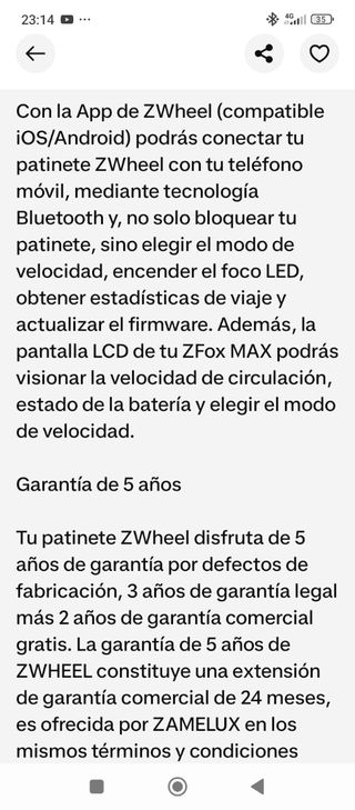 Patinete Eléctrico ZWheel ZFox Max Artic
