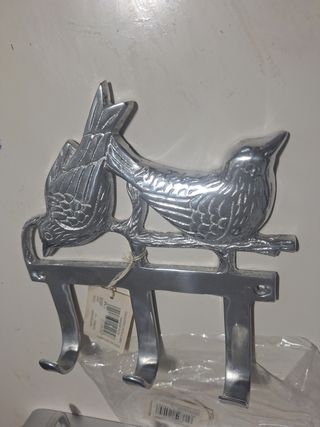 2 Perchas de Metal Decorativas Pájaros