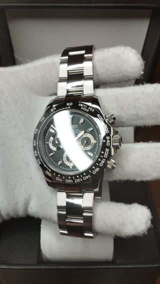 Reloj Seiko Mod Daytona Oyster Negro y Gris Darth