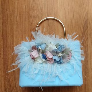 Cartera de ceremonia Maria Picareta azul y rosa