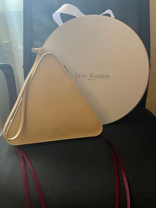 Bolso Jane Burden Triangular Beige de piel