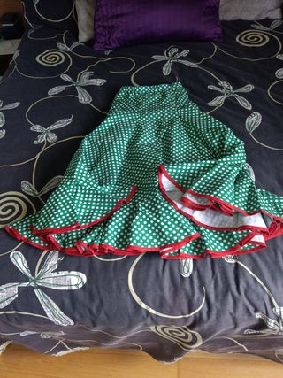 Traje Flamenca Verde/Blanco zapatos y ropa balet