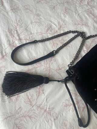 Bolso Adolfo Dominguez Negro Terciopelo Tachuelas