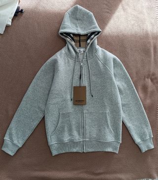 Sudadera Burberry Gris con Capucha y Cremallera