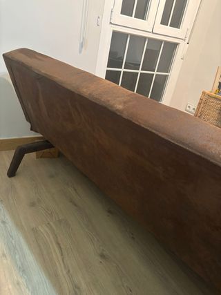 Sofá cama marrón efecto piel
