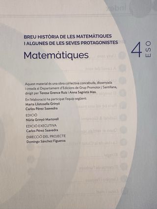 Matematiques 4 ESO  historia de las matemáticas

