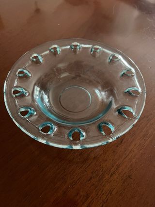 Piatto centrotavola in vetro blu trasparente