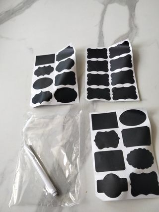 24 Etichette nere per barattoli + pennarello