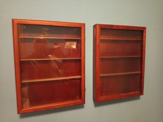 Vitrina expositora de madera y cristal