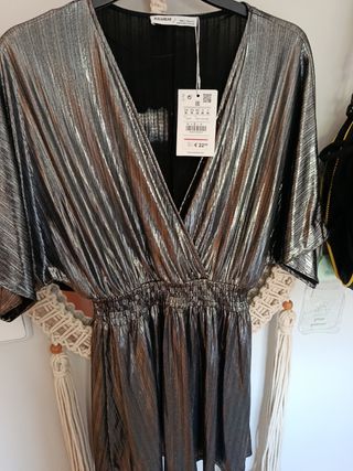 Vestido fiesta plateado Pull&Bear 