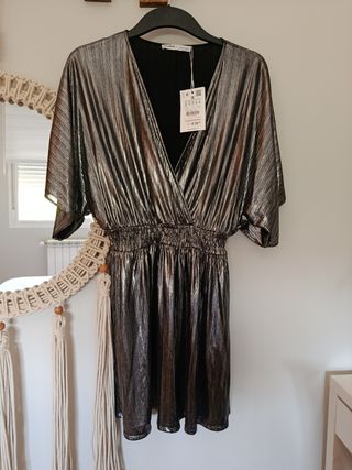 Vestido fiesta plateado Pull&Bear 