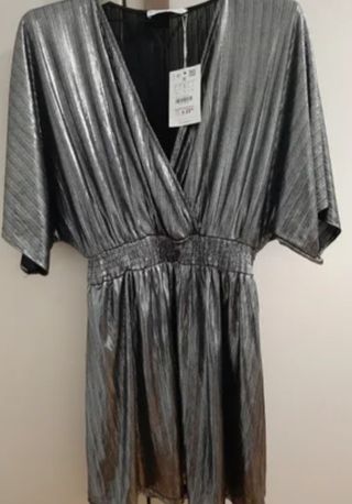 Vestido fiesta plateado Pull&Bear 