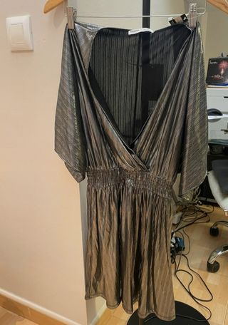 Vestido fiesta plateado Pull&Bear 