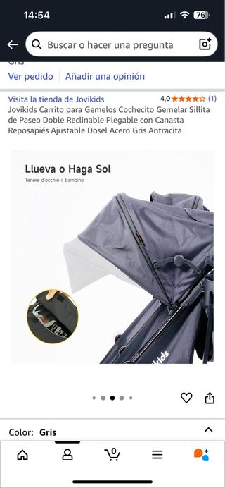 Carrito gemelar Jovikids gris