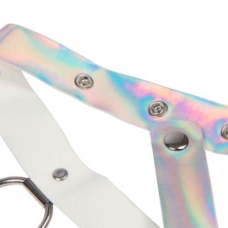 Arnés de pecho con anillas y cadenas plateado