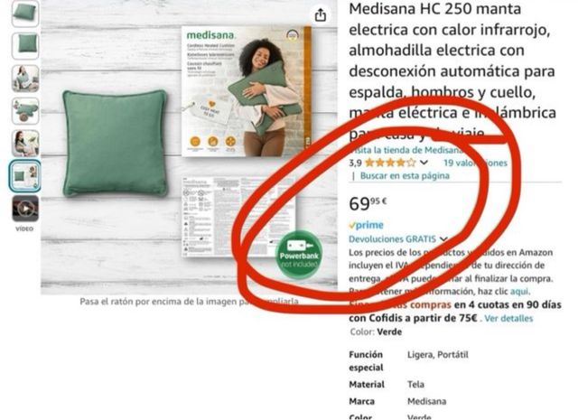 Cojín Calefactable Medisana Infrarrojos Inalambric