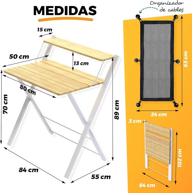 Escritorio plegable con estante para Monitor