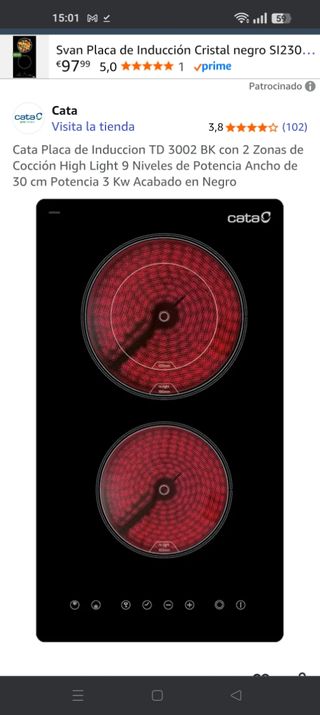 Vitrocerámica Cata TD3002BK