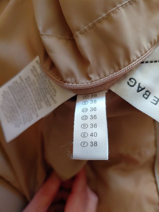 Abrigo largo beige señora de pluma autentica