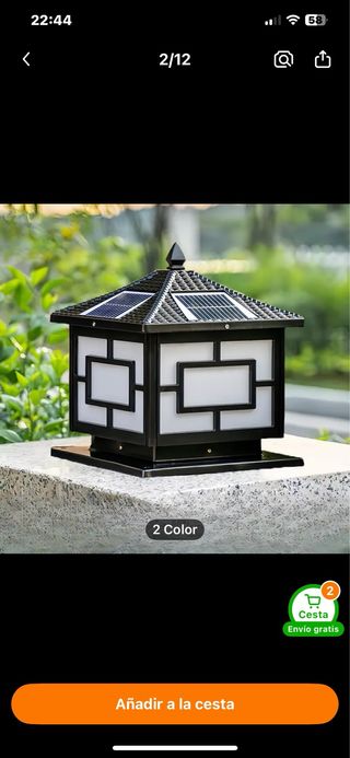 Farol Solar LED Negro y Blanco