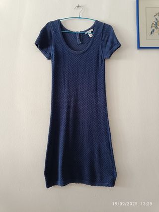 Vestido azul Mango Talla S manga corta