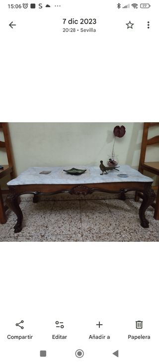 Mesa de centro madera y mármol