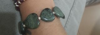 Pulsera Plata Ley Corazón Verde
