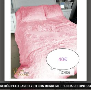 Edredón pelo largo rosa 40€