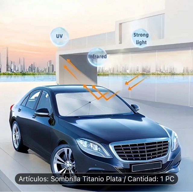 Sombrilla Plegable Titanio Plata