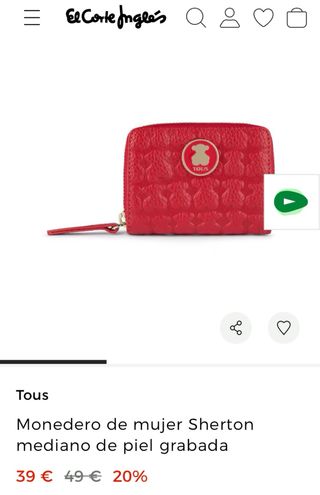 Cartera y monedero Tous rojo