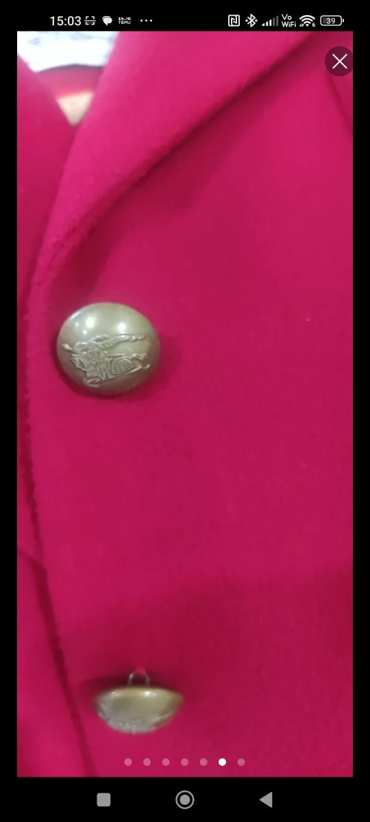 Chaqueta Burberry Borgoña Talla 44 de hombro a hom