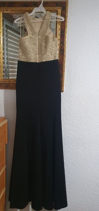 Vestido fiesta dorado y negro