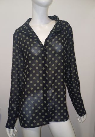 Blusa Geisha lunares negra verde M