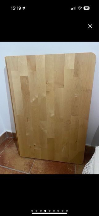 Mesa plegable y 2 taburetes madera