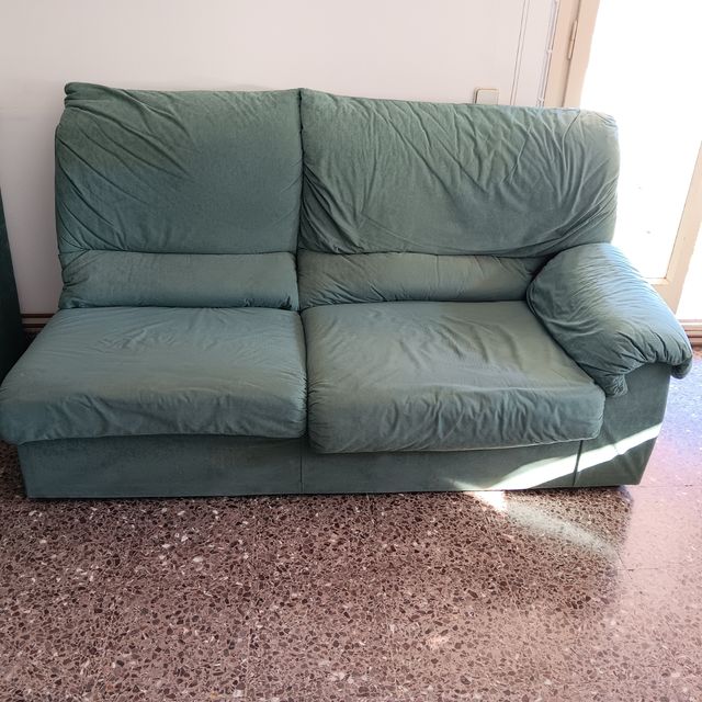 Sofá rinconera o cheslong, 3 plazas verde
