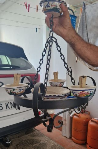 Lámpara de forja con cerámica