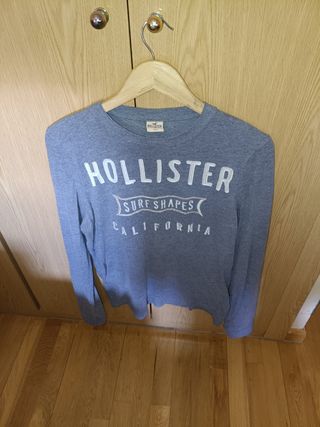 Camiseta Hollister manga larga gris