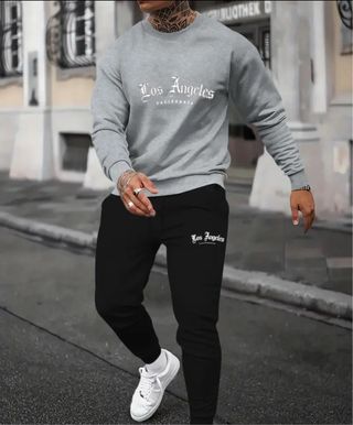 Conjunto Chándal Los Angeles Gris y Negro