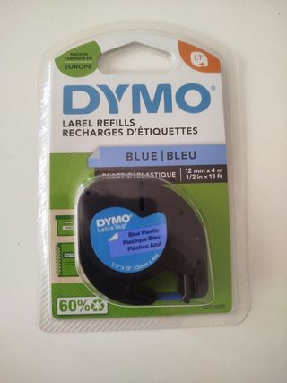 Cinta Dymo LetraTag Azul Plástico 12mm