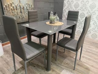 Comedor cristal templado 4 sillas