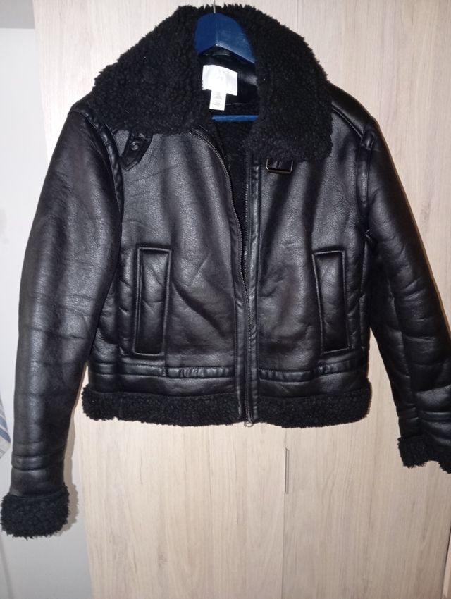 Chaqueta doble faz,  H&M negra Talla S, mujer.