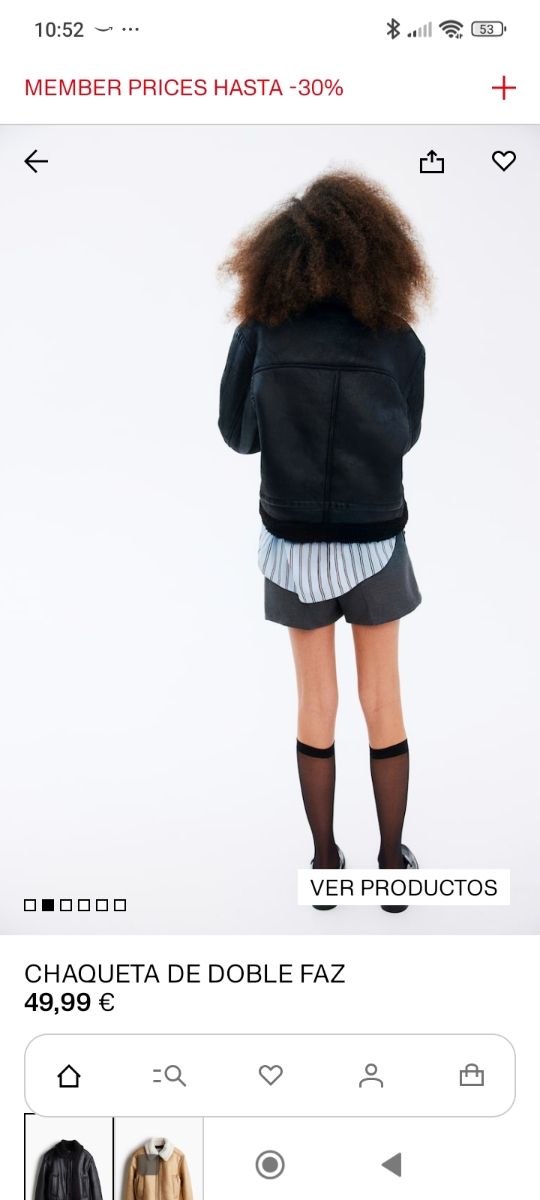 Chaqueta doble faz,  H&M negra Talla S, mujer.