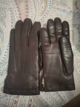 Guantes de piel de ovino marrones