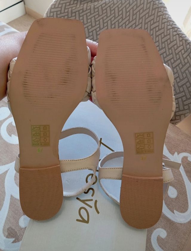 Sandali Alesia Beige Intrecciati Tg 37