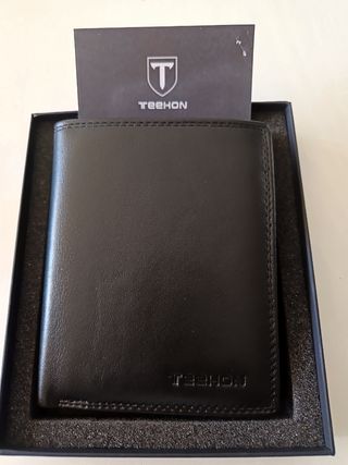 Portafoglio uomo Teehon nero interno arancione 