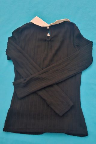 Maglia nera SHEIN con colletto bianco  tg S