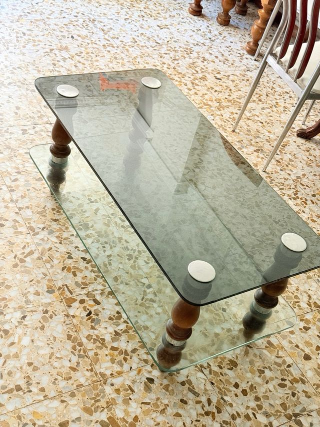 Tavolo in vetro e legno NEGOZIABILE