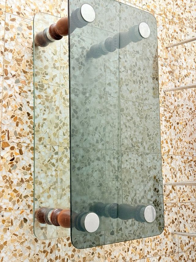 Tavolo in vetro e legno NEGOZIABILE